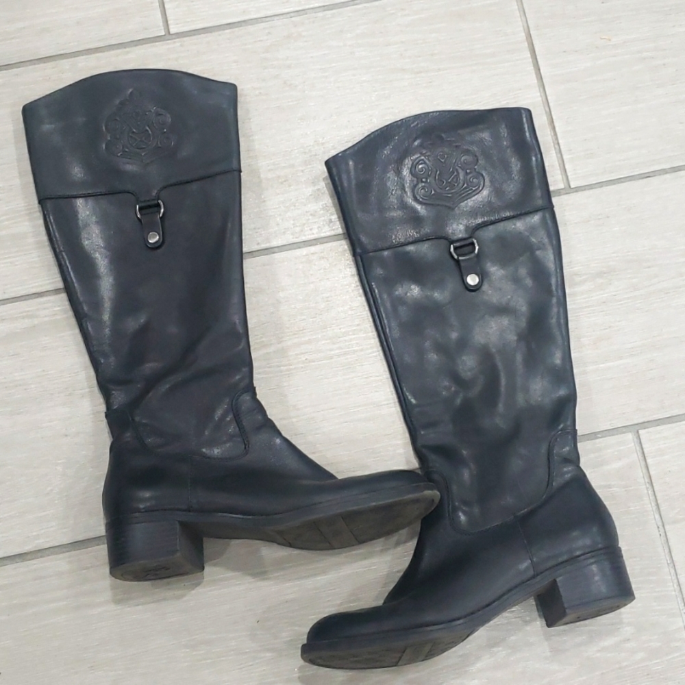 Franco Sarto Black Rider Boots Size 7